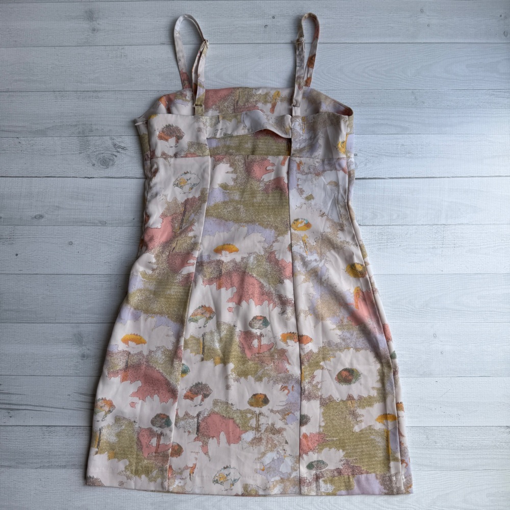 Urban Outfitters Satin Graphic Floral Print Dress S - Picture 7 of 7